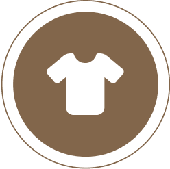 A brown circle with a white shirt in the middle