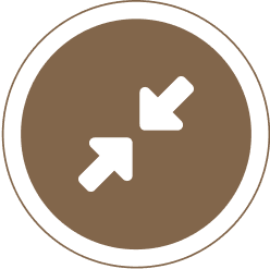 A brown circle with an arrow in the middle