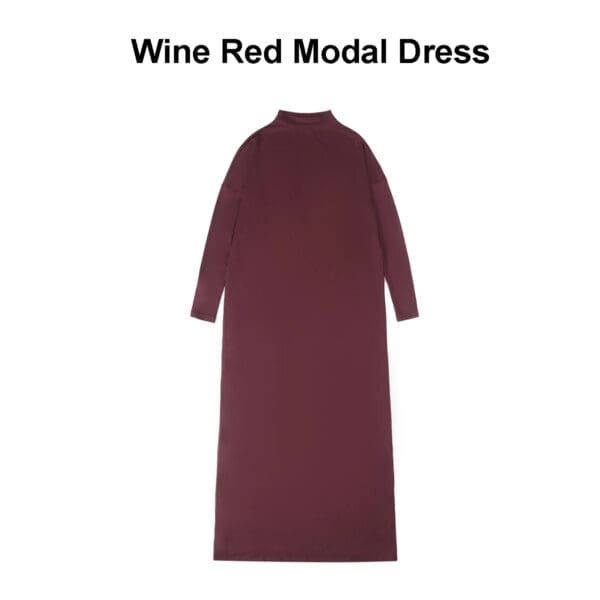 A wine red dress is shown with the words " wine red modal dress ".