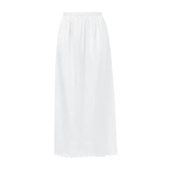 A white skirt with a long white skirt