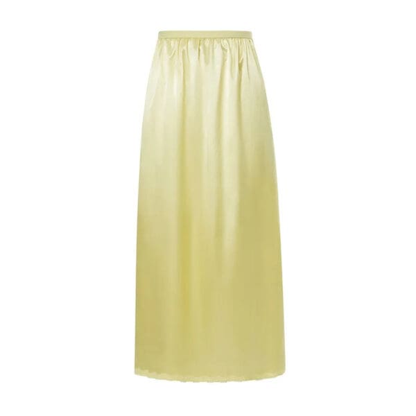 A yellow skirt is shown with no pattern.